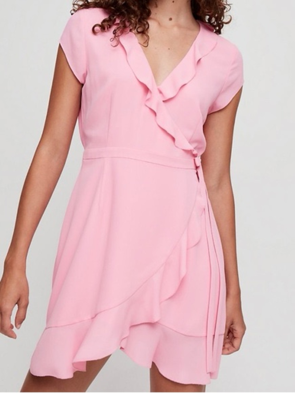 Sunday Best Pastel Light pink Ruffle Wrap Dress